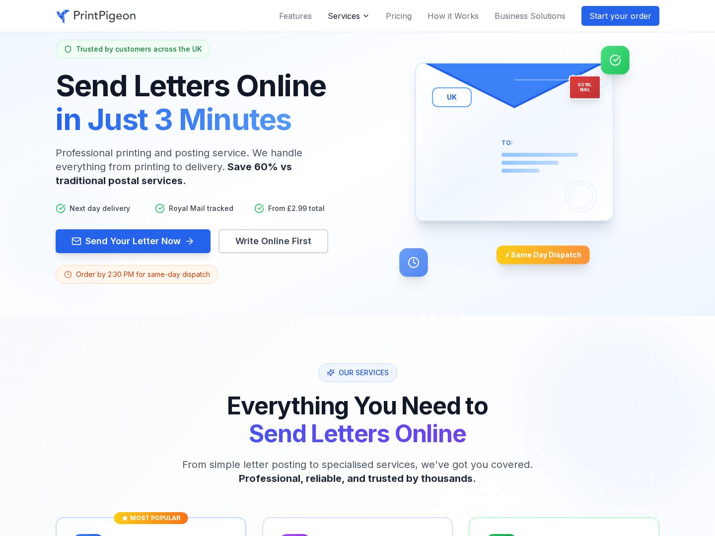 PrintPigeon live product homepage screenshot
