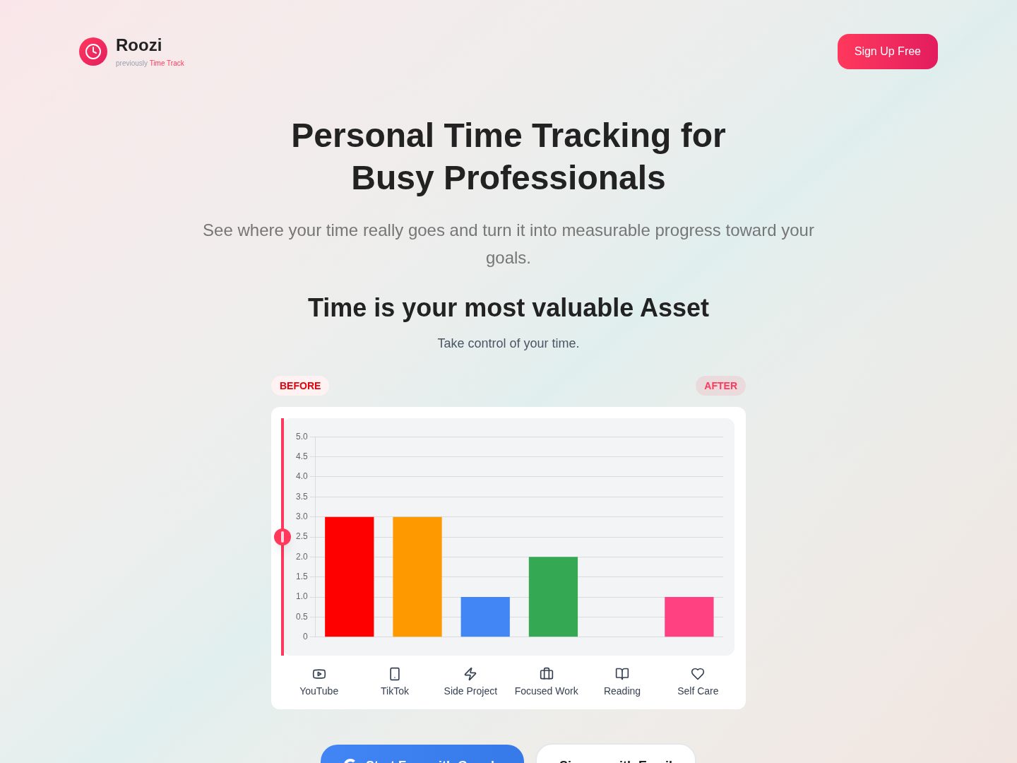 Roozi live product homepage screenshot